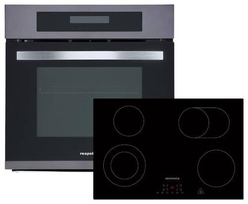 BACKOFENSET DigiSet8BS7700  - Edelstahlfarben/Schwarz, Trend, Glas/Metall (59,5/59/54,2cm) - Respekta