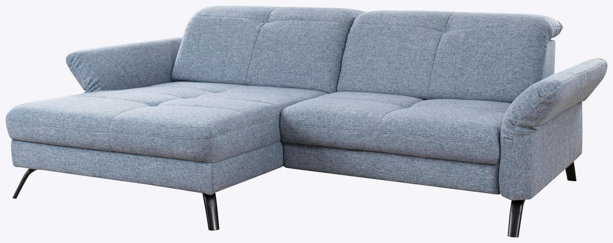 ECKSOFA Blau Flachgewebe  - Blau/Schwarz, KONVENTIONELL, Textil/Metall (170/262cm) - SetOne by Musterring