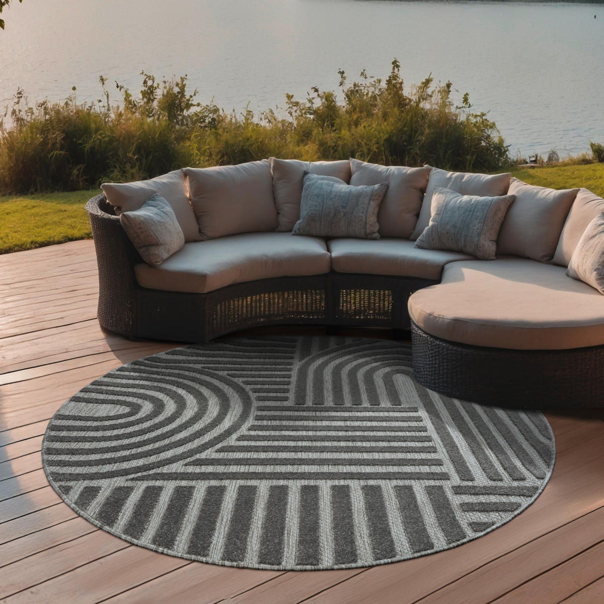 OUTDOORTEPPICH 120 cm Berlin Grau  - Grau, Basics, Kunststoff/Textil (120cm)