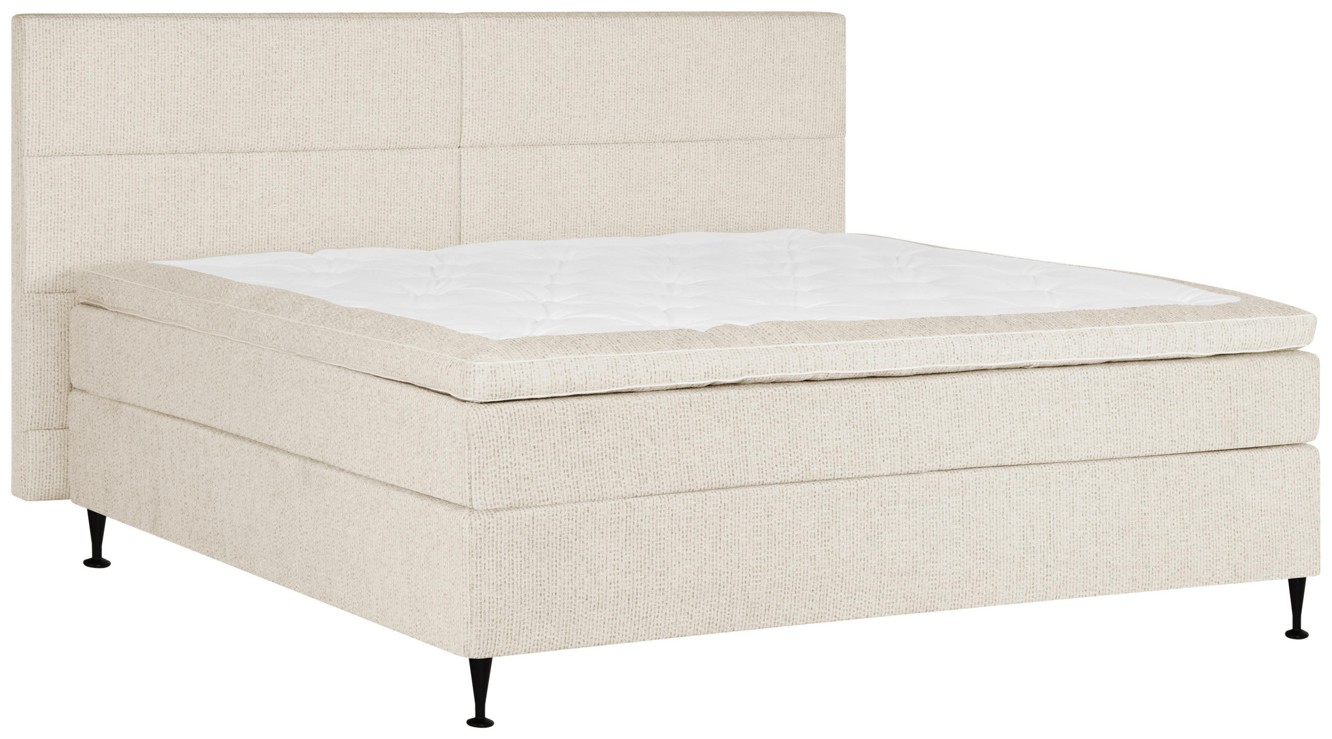 KONTINENTALSÄNG 180/200 cm  i beige  - beige/svart, Klassisk, metall/textil (180/200cm) - Novel