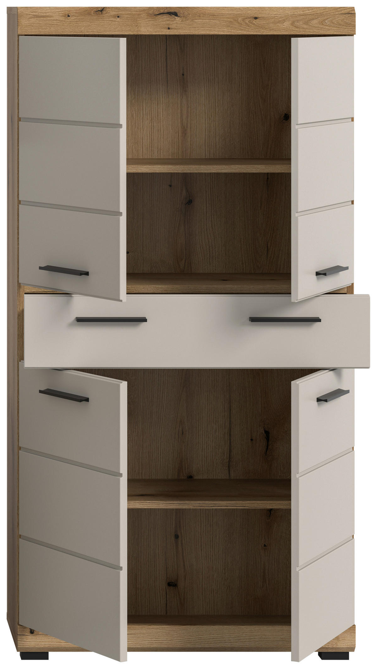 MIDISCHRANK 74/141/31 cm  - Kaschmir/Schwarz, MODERN, Holzwerkstoff/Kunststoff (74/141/31cm) - MID.YOU