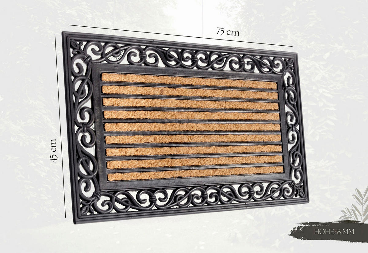 KOKOSMATTE  45/75 cm  Schwarz, Hellbraun  - Hellbraun/Schwarz, Basics, Naturmaterialien/Kunststoff (45/75cm) - Hanse Home