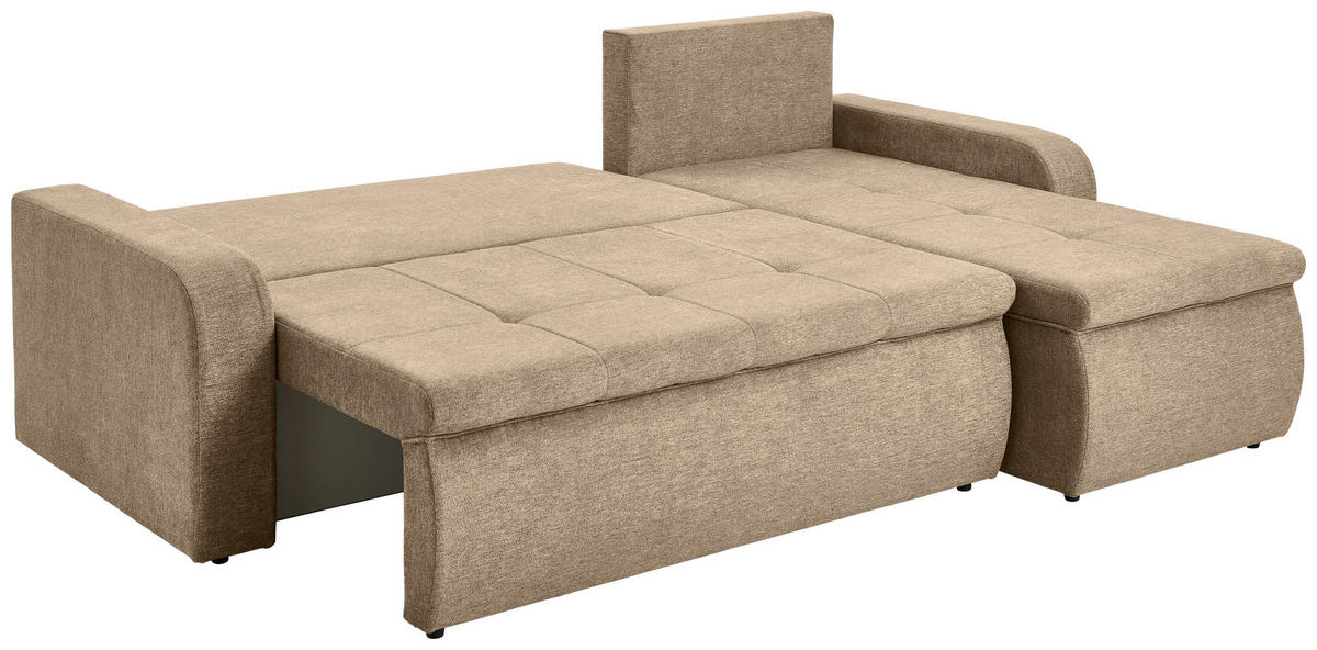 ECKSOFA in Webstoff Braun  - Schwarz/Braun, Konventionell, Kunststoff/Textil (235/158cm) - P & B