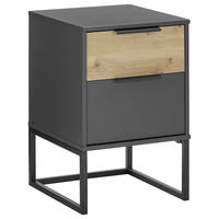 NACHTSCHRANK 40/61/43 cm  - Eiche Bianco/Schwarz, Design, Holzwerkstoff/Metall (40/61/43cm) - Musterring