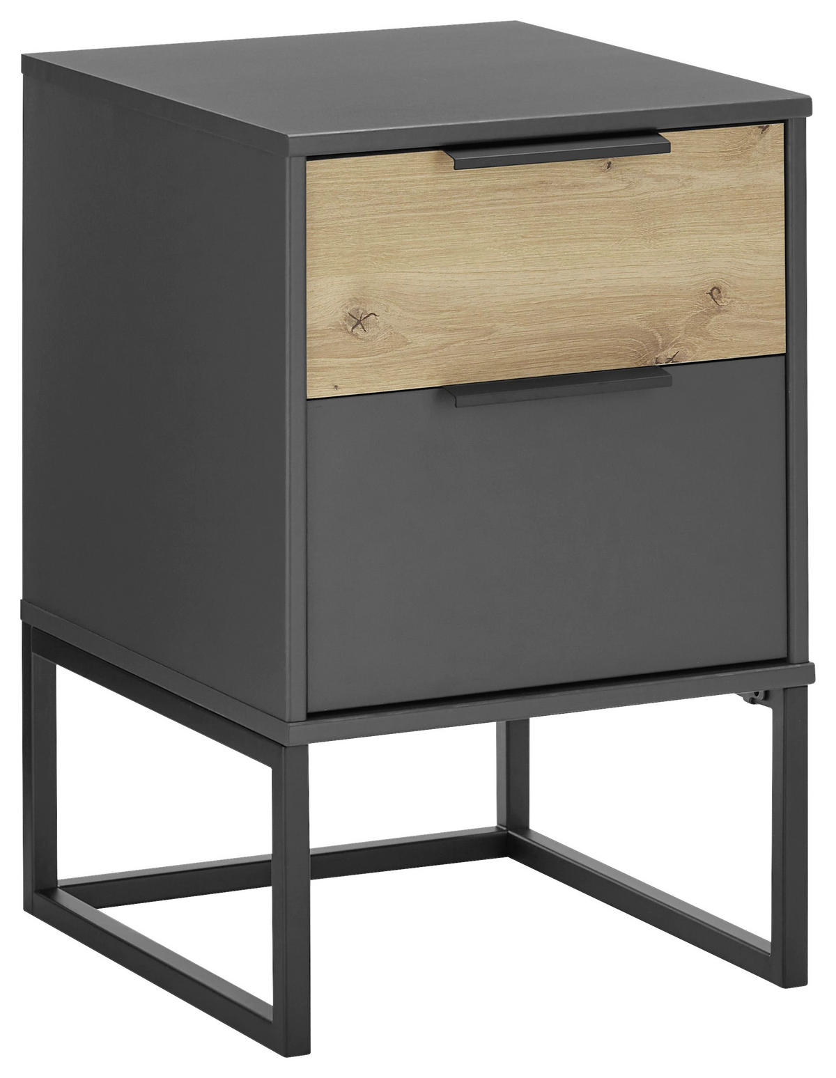 NACHTSCHRANK 40/61/43 cm  - Eiche Bianco/Schwarz, Design, Holzwerkstoff/Metall (40/61/43cm) - Musterring