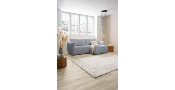 ECKSOFA Hellgrau Jersey Rückenkissen, Bettkasten, Schlaffunktion, Rücken echt, Liegefläche im Originalstoff  - Hellgrau/Schwarz, KONVENTIONELL, Kunststoff/Textil (238/148cm) - Carryhome