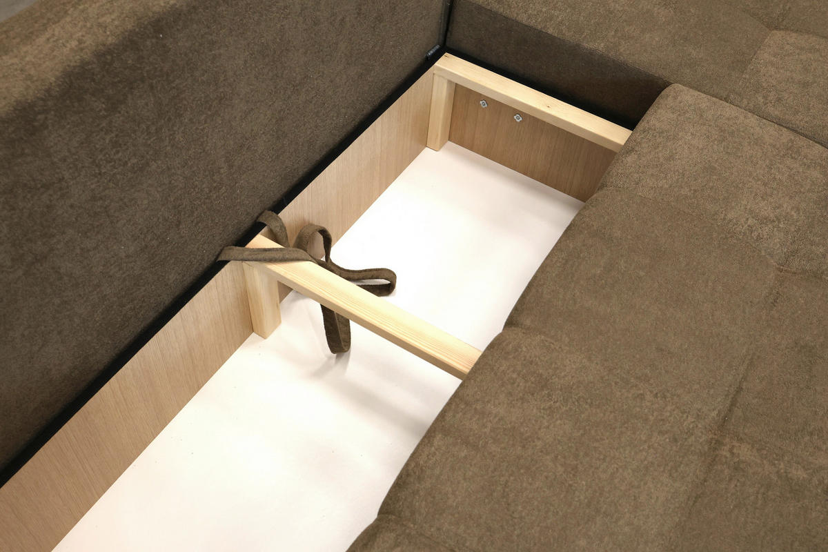 ECKSOFA LAGUNA Braun Frottee  - Schwarz/Braun, Design, Kunststoff/Textil (260/143cm) - MID.YOU