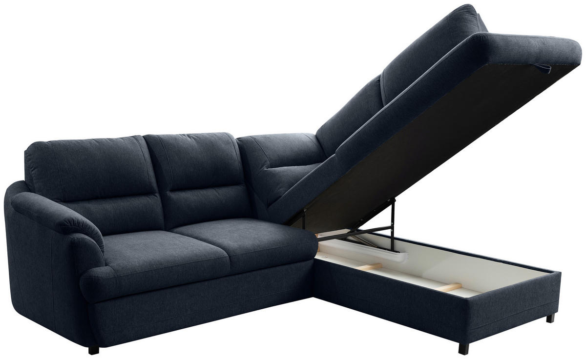 ECKSOFA Dunkelblau  - Greige/Schwarz, Basics, Holz/Textil (240/200cm) - MID.YOU