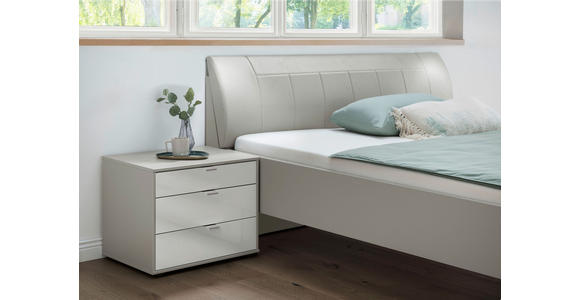 NACHTKÄSTCHEN 60/48/43 cm in Grau, Weiß - Chromfarben/Schwarz, KONVENTIONELL, Glas/Holzwerkstoff (60/48/43cm) - Dieter Knoll