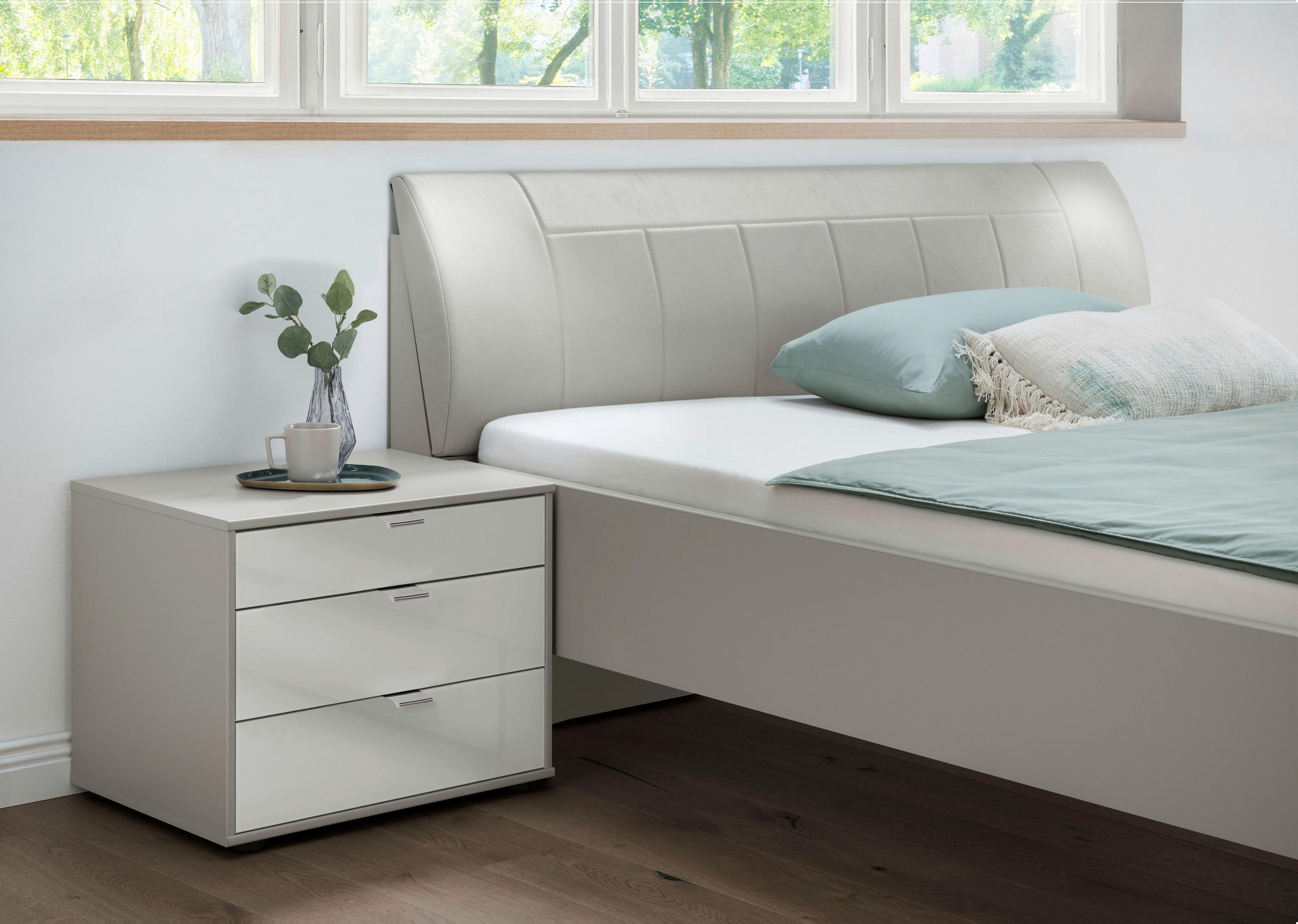 Thumbnail - Dieter Knoll Nachtschrank, Grau, Weiß, Metall, 3 Schublade(n) Schubladen, 60x48x43 cm, ISO 9001, Made in Germany, Typena...