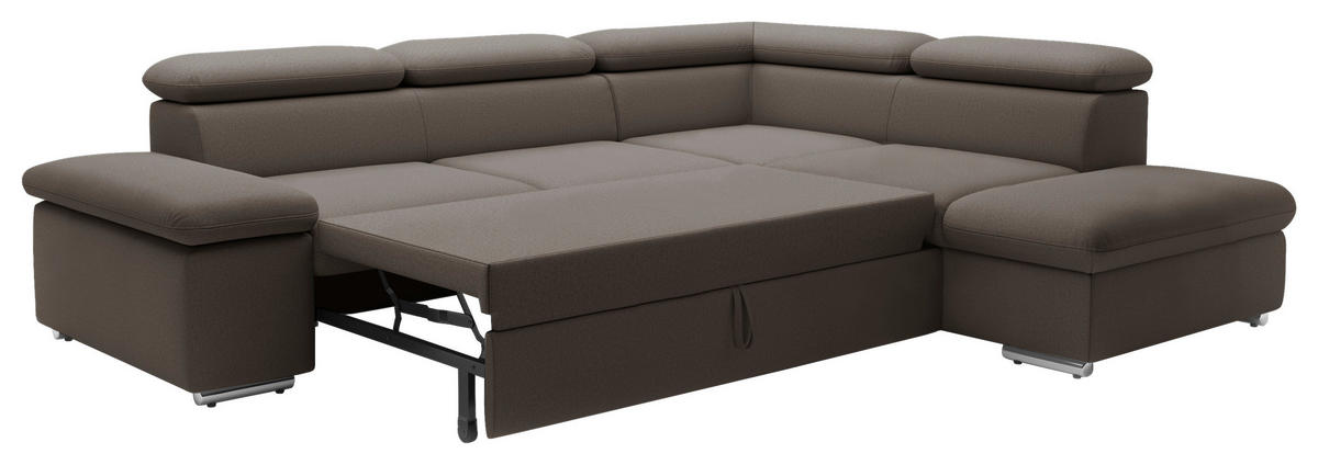 ECKSOFA inkl. Funktion in Flachgewebe Schlammfarben  - Schlammfarben, Modern, Textil/Metall (274/228cm) - Sit & More