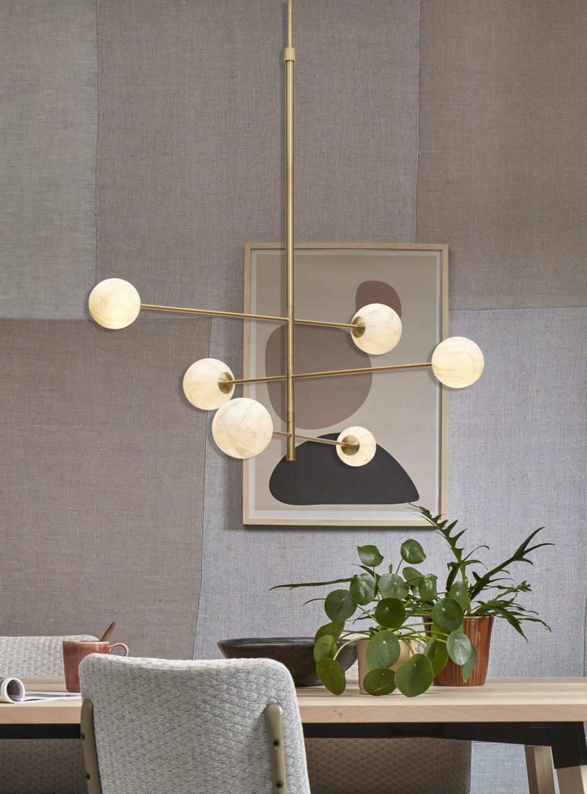 HÄNGELEUCHTE Carrara Globus 99/142 cm   - Goldfarben/Weiß, Basics, Glas/Metall (99/142cm) - It's about Romi