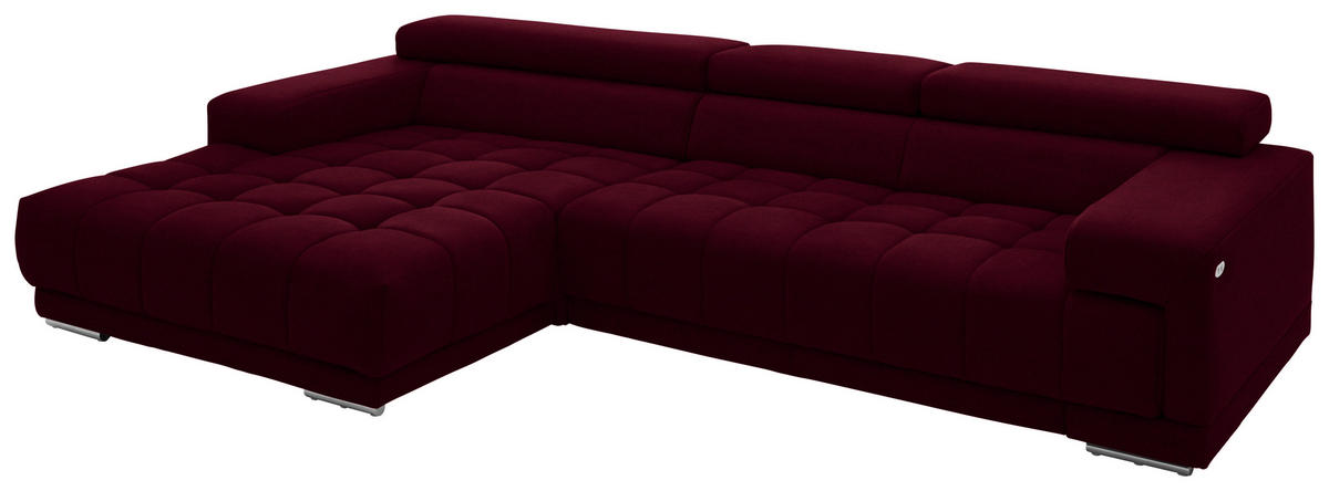 ECKSOFA Mikrofaser Beere  - Beere/Silberfarben, Design, Textil/Metall (190/335cm) - Beldomo Speed