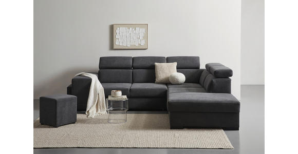 ECKSOFA  in Webstoff Dunkelgrau  - Dunkelgrau/Schwarz, KONVENTIONELL, Holz/Textil (283/244cm) - Carryhome