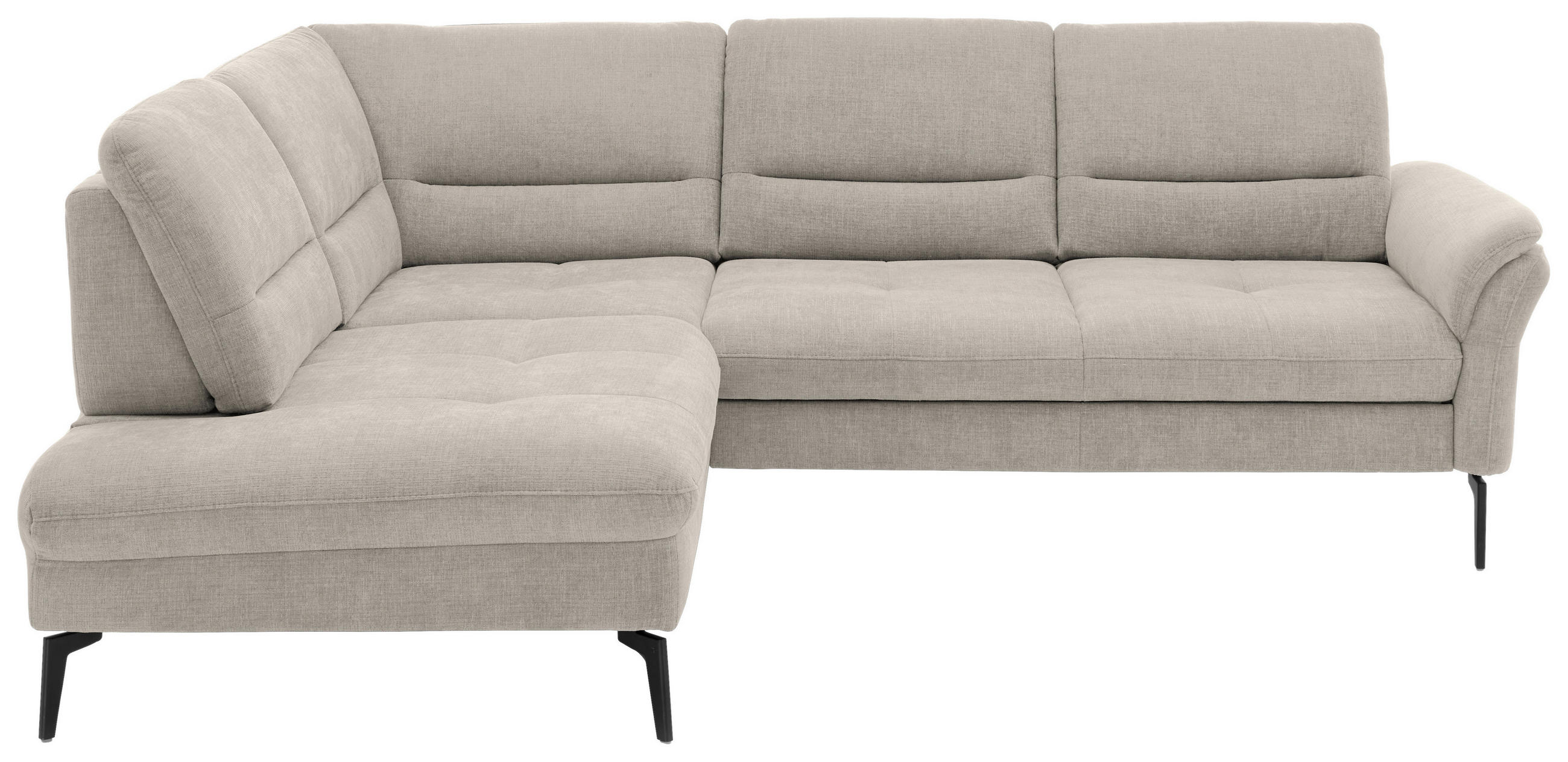 ECKSOFA in Webstoff Beige  - Beige/Schwarz, Design, Textil/Metall (206/256cm) - Beldomo System