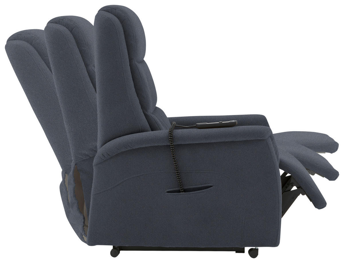 FERNSEHSESSEL in Mikrofaser Dunkelblau  - Schwarz/Dunkelblau, KONVENTIONELL, Kunststoff/Textil (70/107/88cm) - Valdera