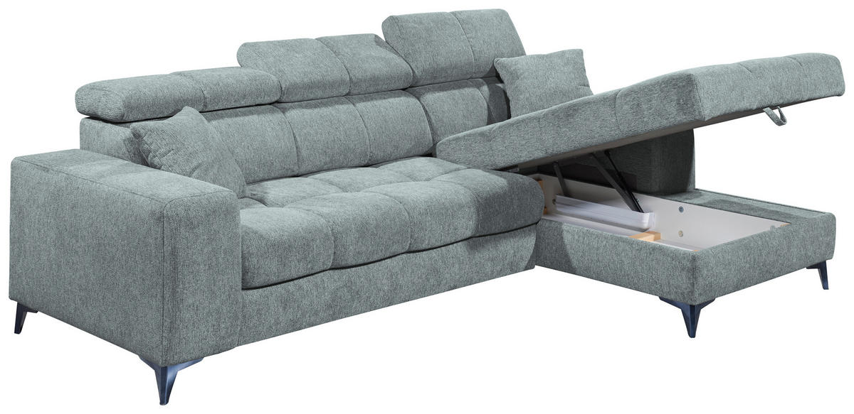 KUTNA GARNITURA tekstil  svijetlo plava   - crna/svijetlo plava, Konvencionalno, tekstil/plastika (268/172cm) - MID.YOU