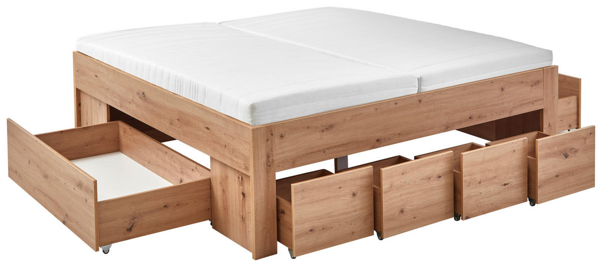 STAURAUMBETT 180/200 cm  in Eiche Artisan  - Eiche Artisan, KONVENTIONELL, Holzwerkstoff (180/200cm) - Boxxx