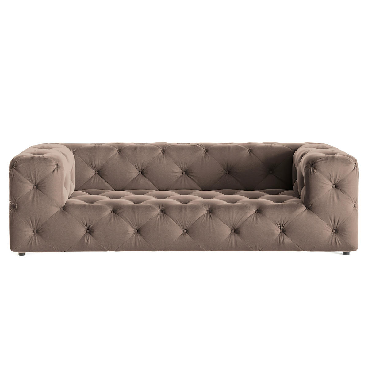 3-SITZER-SOFA Samt Braun  - Schwarz/Braun, Design, Kunststoff/Textil (230/71/100cm) - P & B