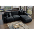 ECKSOFA in Samt Dunkelgrau  - Chromfarben/Dunkelgrau, KONVENTIONELL, Kunststoff/Textil (293/195cm) - Carryhome