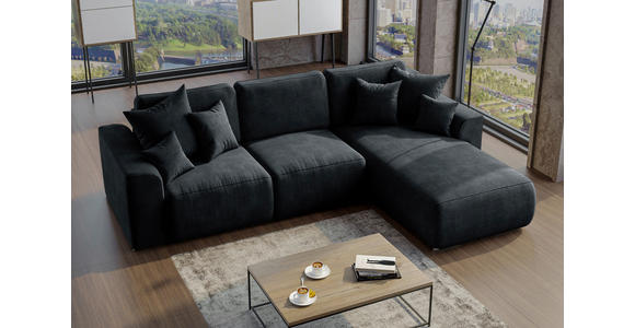 ECKSOFA in Samt Dunkelgrau  - Chromfarben/Dunkelgrau, KONVENTIONELL, Kunststoff/Textil (293/195cm) - Carryhome