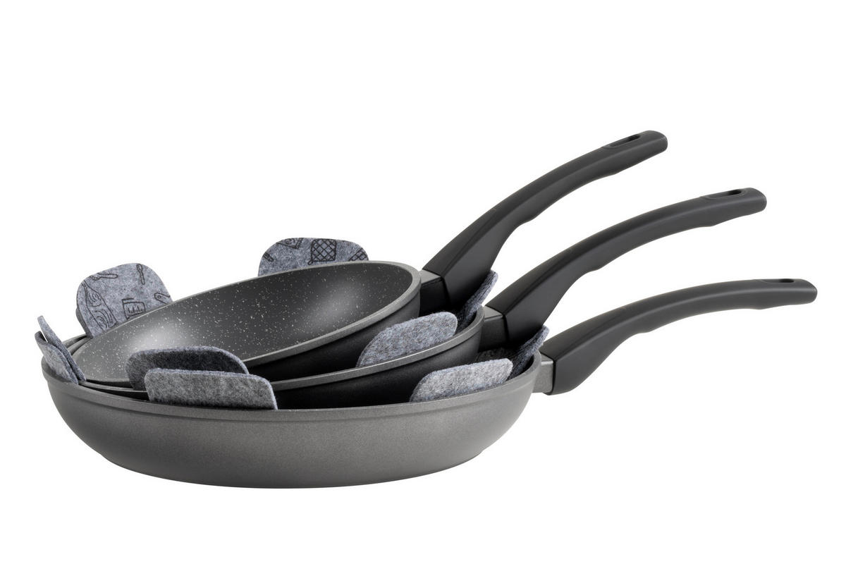 PFANNENSET LEONIS Aluminium 3-teilig  - Schwarz, Basics, Metall - Mäser