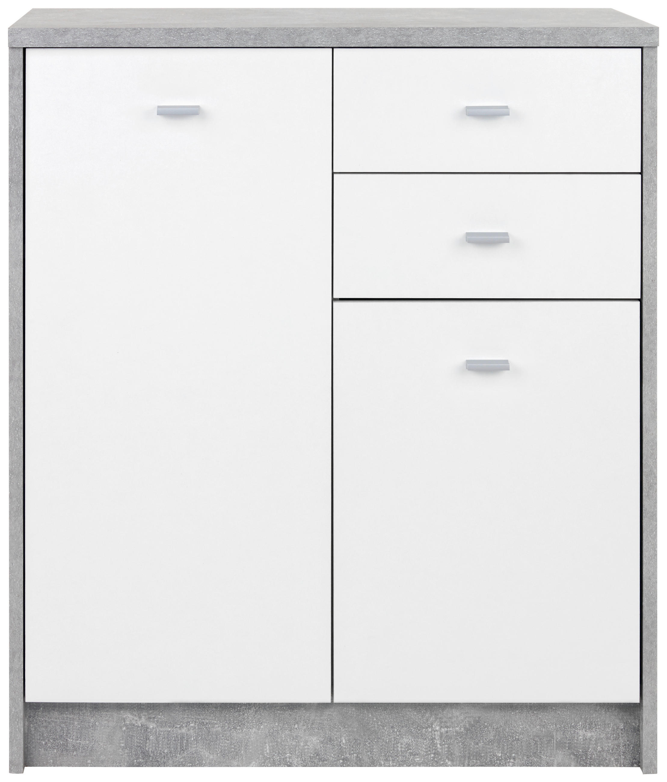 KOMODA   74/85,4/34,6 cm   siva, bijela  - bijela/siva, Moderno, drvni materijal/plastika (74/85,4/34,6cm) - Modern Living