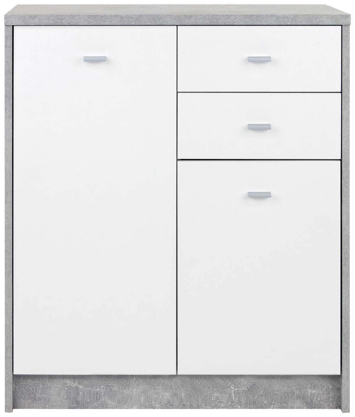 KOMODA   74/85,4/34,6 cm   siva, bijela  - bijela/siva, Moderno, drvni materijal/plastika (74/85,4/34,6cm) - Modern Living