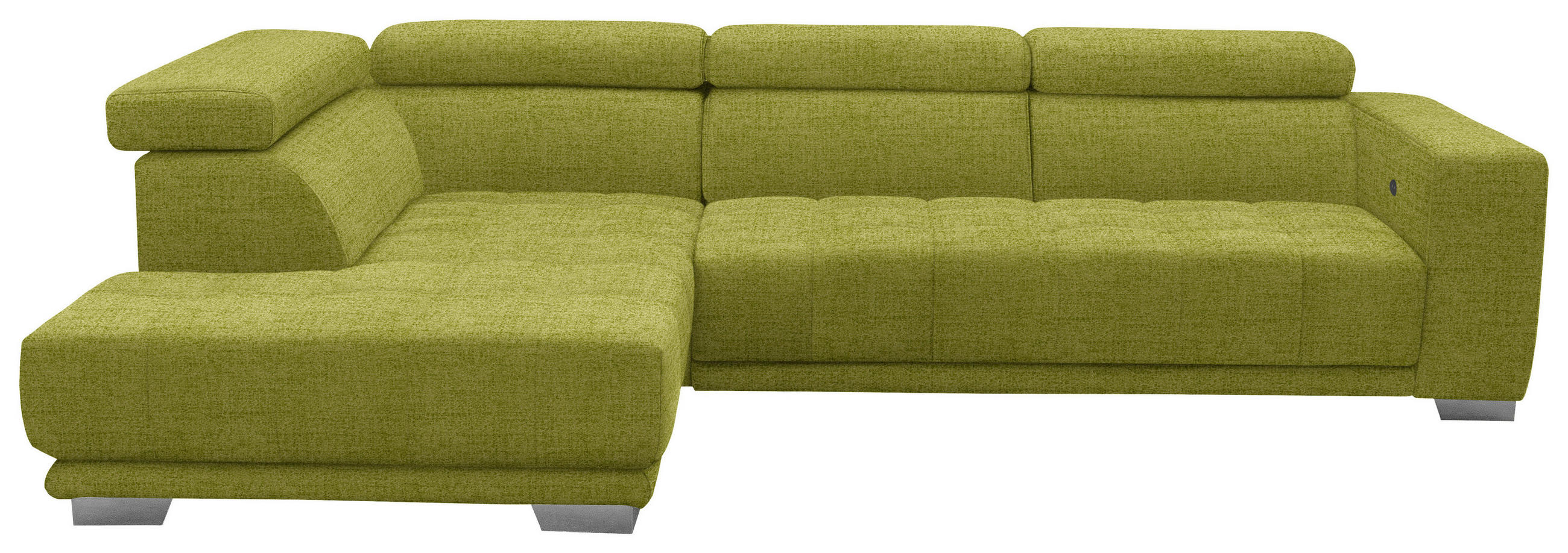 ECKSOFA in Chenille Hellgrün  - Chromfarben/Hellgrün, Design, Textil (207/301cm) - Xora