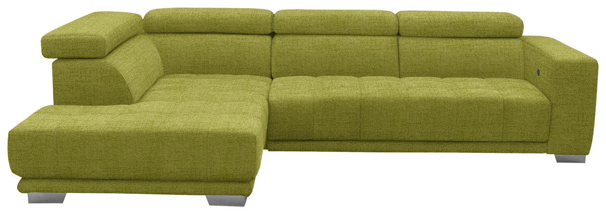 ECKSOFA in Chenille Hellgrün  - Chromfarben/Hellgrün, Design, Textil (207/301cm) - Xora