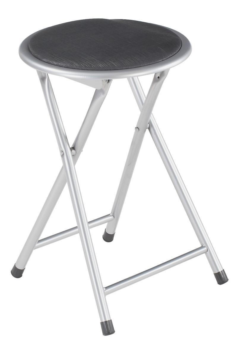 Klapphocker Ouzo Stahlrohr Alu/lederlook Schwarz H: 45 Cm