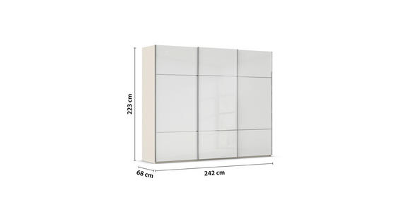 SCHWEBETÜRENSCHRANK in Weiß, Champagner - Champagner/Weiß, KONVENTIONELL, Glas/Holzwerkstoff (242/223/68cm) - Novel