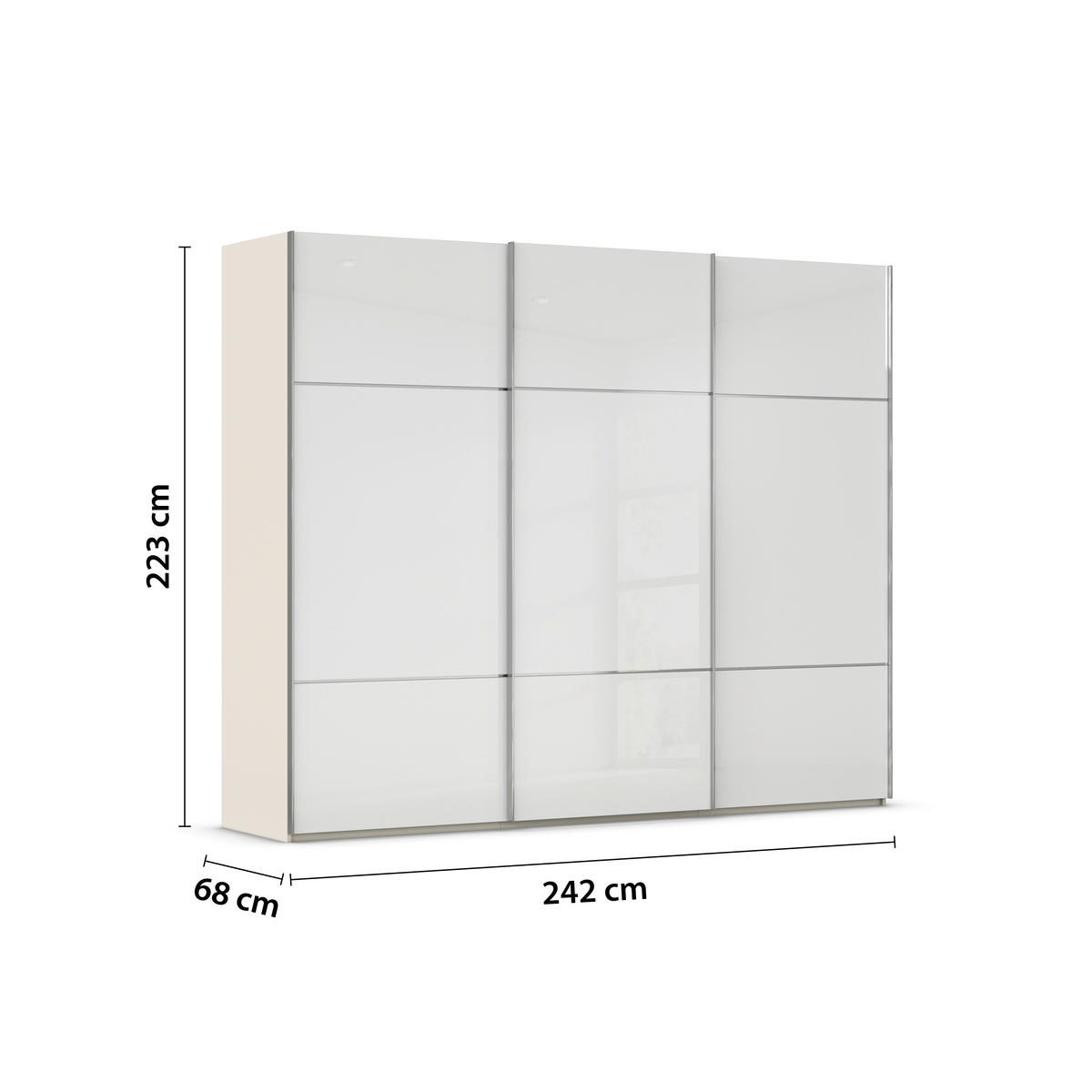 SCHWEBETÜRENSCHRANK  in Weiß, Champagner  - Champagner/Weiß, KONVENTIONELL, Glas/Holzwerkstoff (242/223/68cm) - Novel
