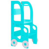 KOMBIHOCHSTUHL  - Blau, Basics, Holz (38/90/40cm)