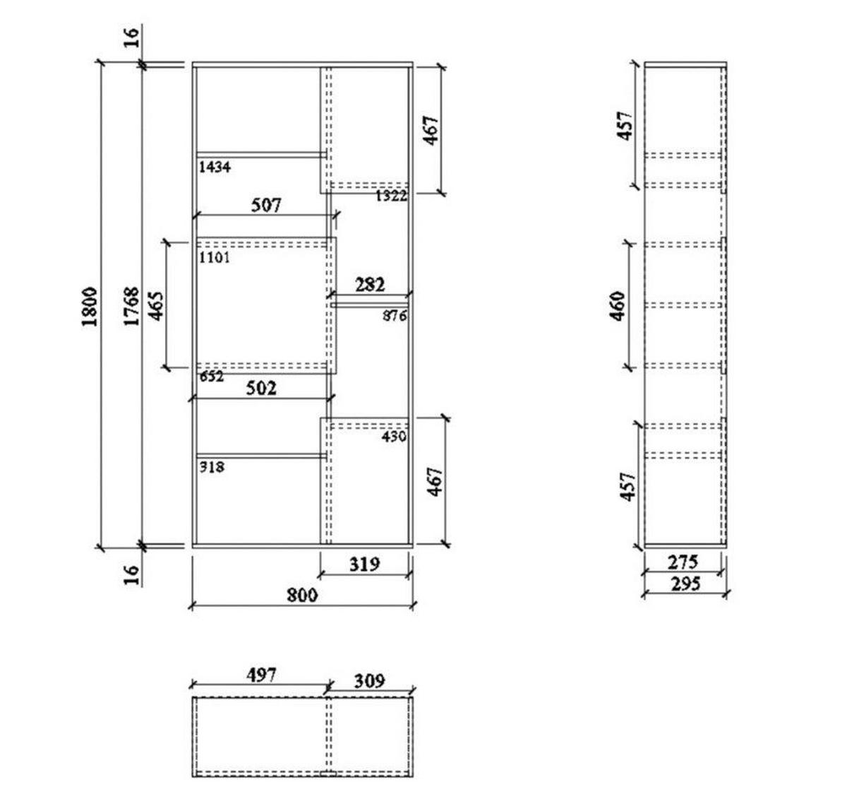 OTVORENA POLICA bela visoki sjaj  - sonoma hrast/bela visoki sjaj, Moderno, pločasti materijal (80/180/29.5cm) - Xora