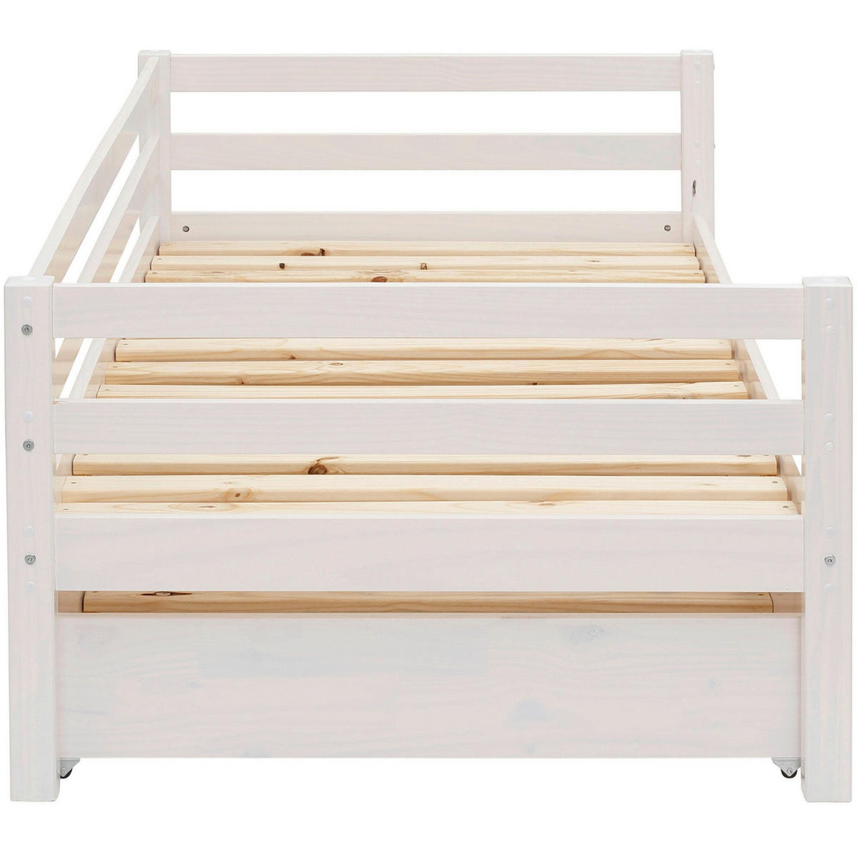 AUSZIEHBETT 90/200 cm,  in Weiß, Bettschublade, Lattenrost für Zusatzbett, Lattenrost für Hauptbett  - Naturfarben/Weiß, MODERN, Holz (90/200cm) - MID.YOU