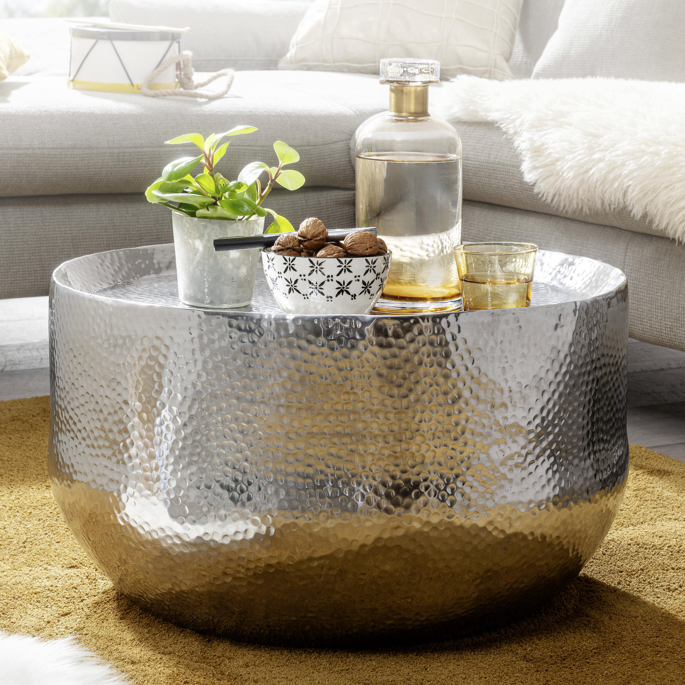 SOFFBORD i metall 60/60/35 cm  - silver, Modern, metall (60/60/35cm) - MID.YOU