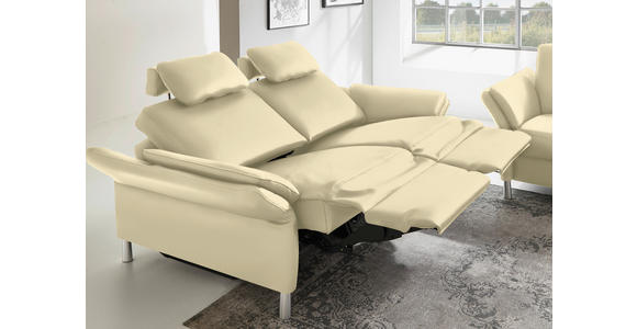 3-SITZER-SOFA Latina in Echtleder Creme   - Creme/Alufarben, Design, Leder/Metall (190/82/99cm) - Dieter Knoll
