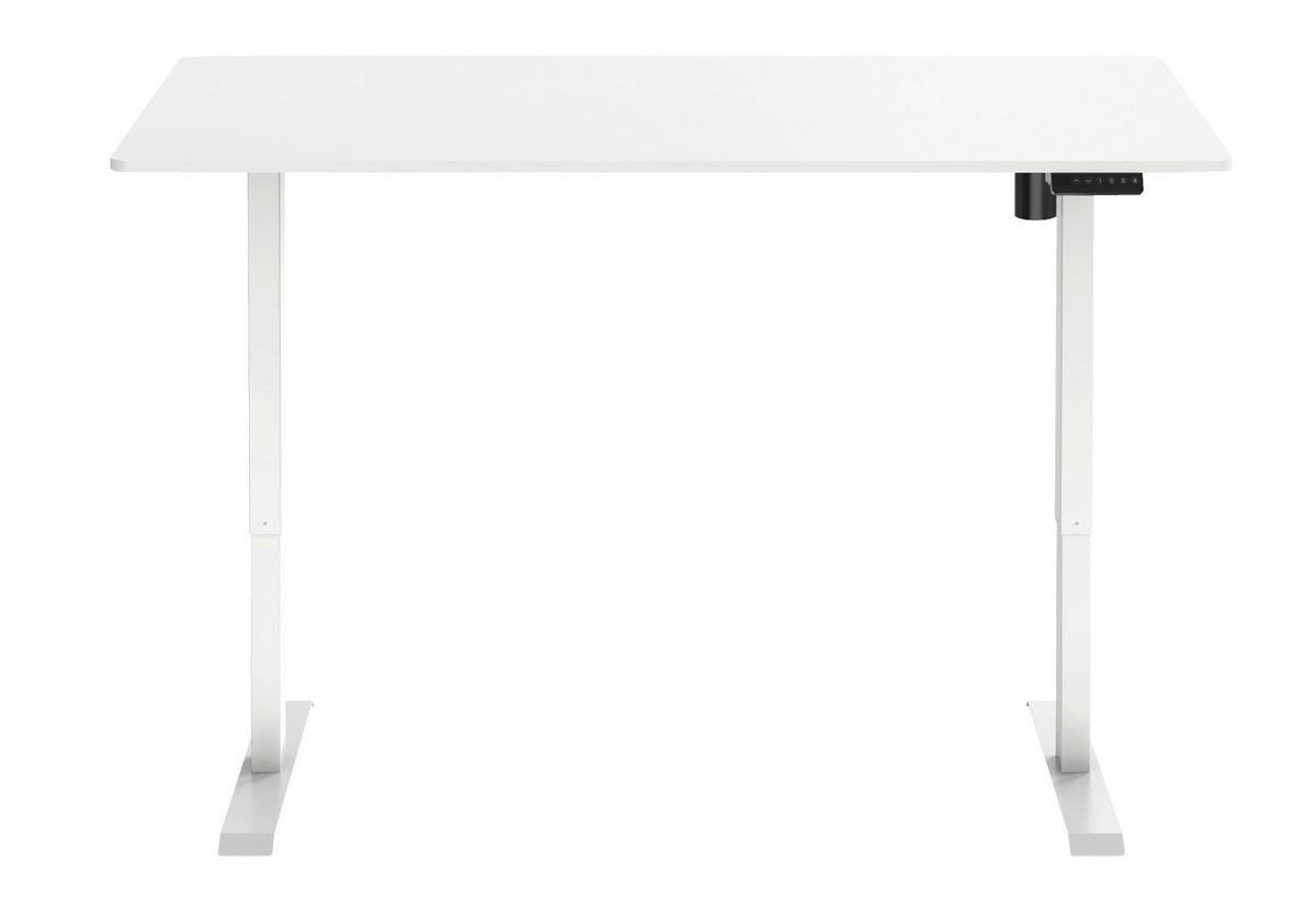 SCHREIBTISCH 160/80/73-123 cm Weiß höhenverstellbar elektrisch höhenverstellbar  - Weiß, MODERN, Holzwerkstoff/Metall (160/80/73-123cm) - Livetastic