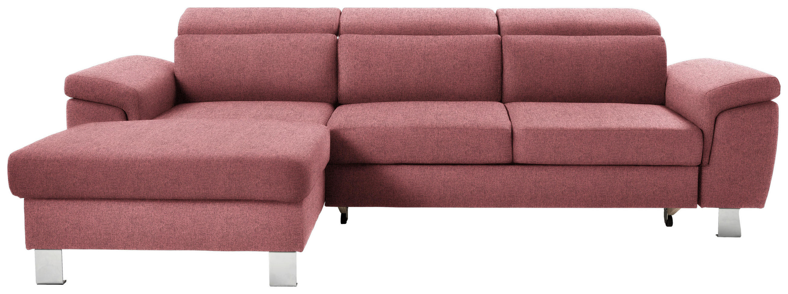 ECKSOFA in Webstoff Hellrot  - Hellrot/Silberfarben, Design, Textil/Metall (167/250cm) - Xora