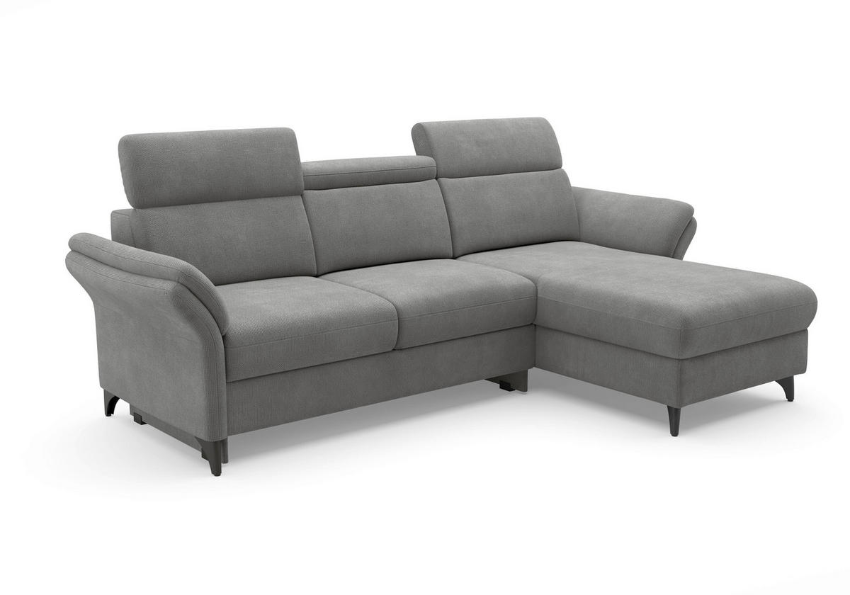 ECKSOFA Flachgewebe Grau  - Schwarz/Grau, Konventionell, Textil/Metall (253/166cm) - Sit & More