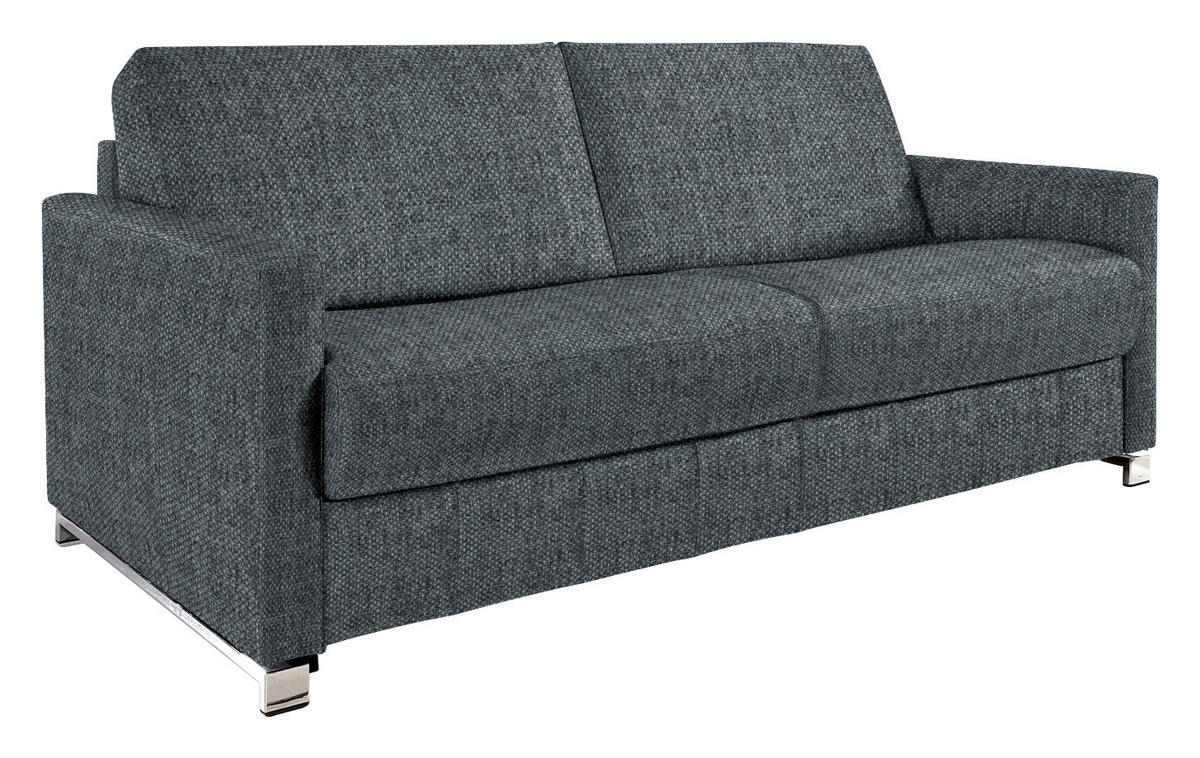 SCHLAFSOFA in Flachgewebe Blaugrau  - Chromfarben/Blaugrau, Design, Textil/Metall (185/84/100cm) - Bali