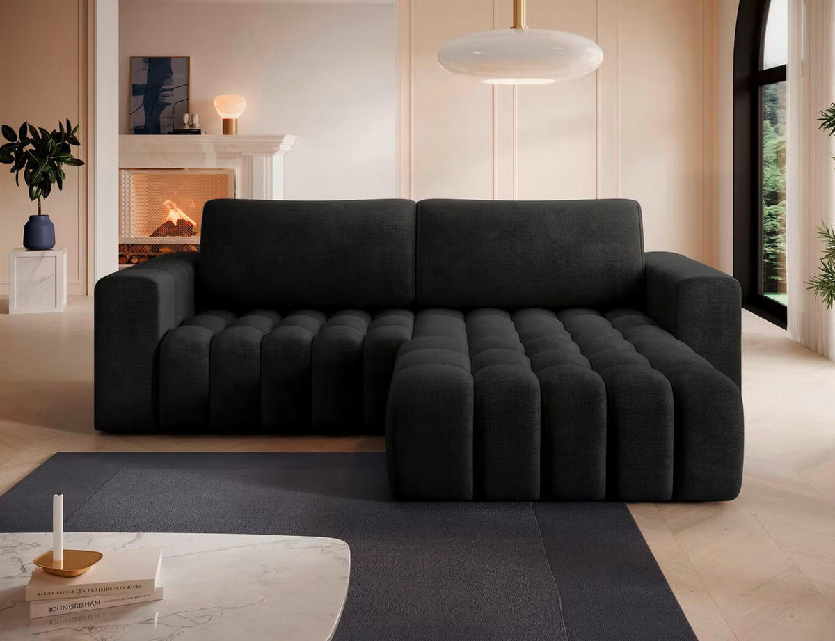 ECKSOFA  Anthrazit Samt  - Anthrazit/Schwarz, Design, Kunststoff/Textil (250/175cm) - MID.YOU