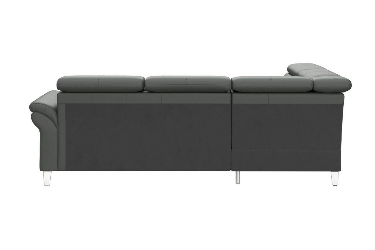 ECKSOFA 194/245 cm ARNGAST E in Mikrofaser Kombination Echtleder/Stoff Anthrazit Bettkasten, Kopfteilverstellung  194/245 cm  - Chromfarben/Anthrazit, Basics, Leder/Textil (194/245cm) - Sit & More