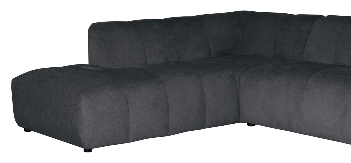 ECKSOFA  LIVOLI Grau Chenille  - Schwarz/Grau, Design, Textil (218/230cm) - MID.YOU