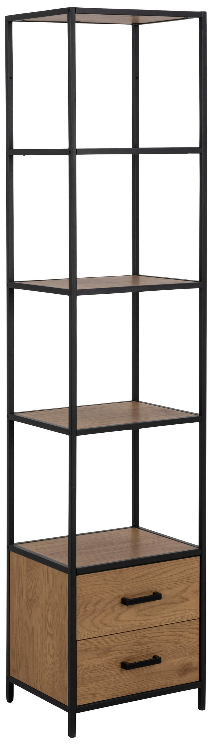 REGAL 42/185/35 cm Schwarz, Wildeiche - Wildeiche/Schwarz, Trend, Holzwerkstoff/Metall (42/185/35cm) - MID.YOU