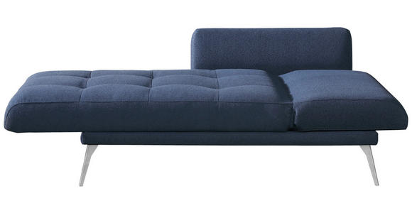 RÉCAMIERE Amira in Dunkelblau  - Chromfarben/Dunkelblau, KONVENTIONELL, Textil/Metall (200/85/106cm) - Novel