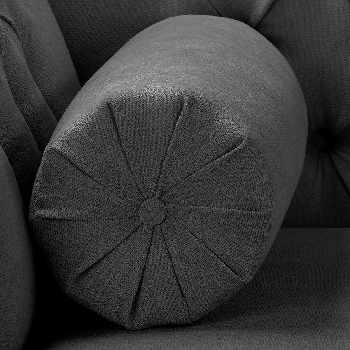 RÉCAMIERE Pako in Mikrofaser Dunkelgrau  - Dunkelgrau/Braun, Design, Holz/Textil (185/93/75cm) - Livetastic