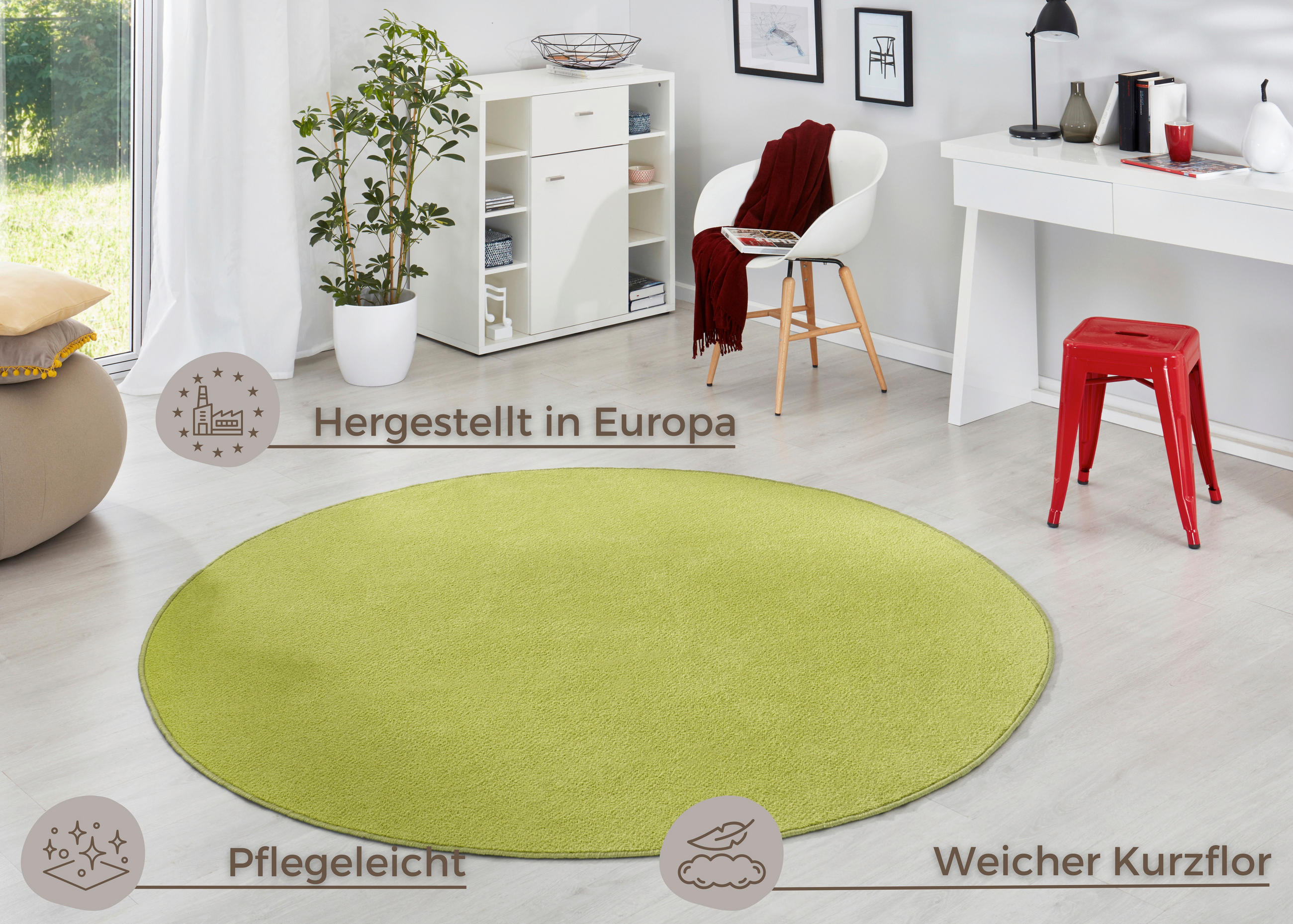 FLACHWEBETEPPICH 200 cm Fancy Hellgrün  - Hellgrün, Basics, Kunststoff (200cm)
