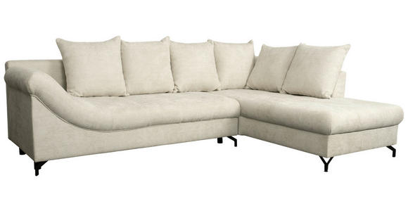ECKSOFA Perlmutt Struktur - Perlmutt/Schwarz, KONVENTIONELL, Textil/Metall (274/194cm) - Carryhome